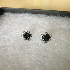 Black and Silver Rose Earrings